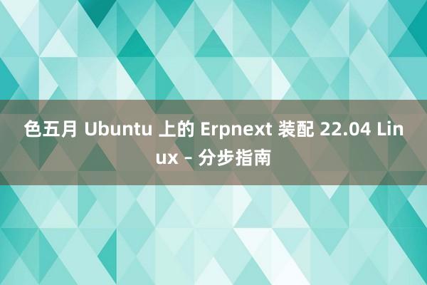色五月 Ubuntu 上的 Erpnext 装配 22.04 Linux – 分步指南